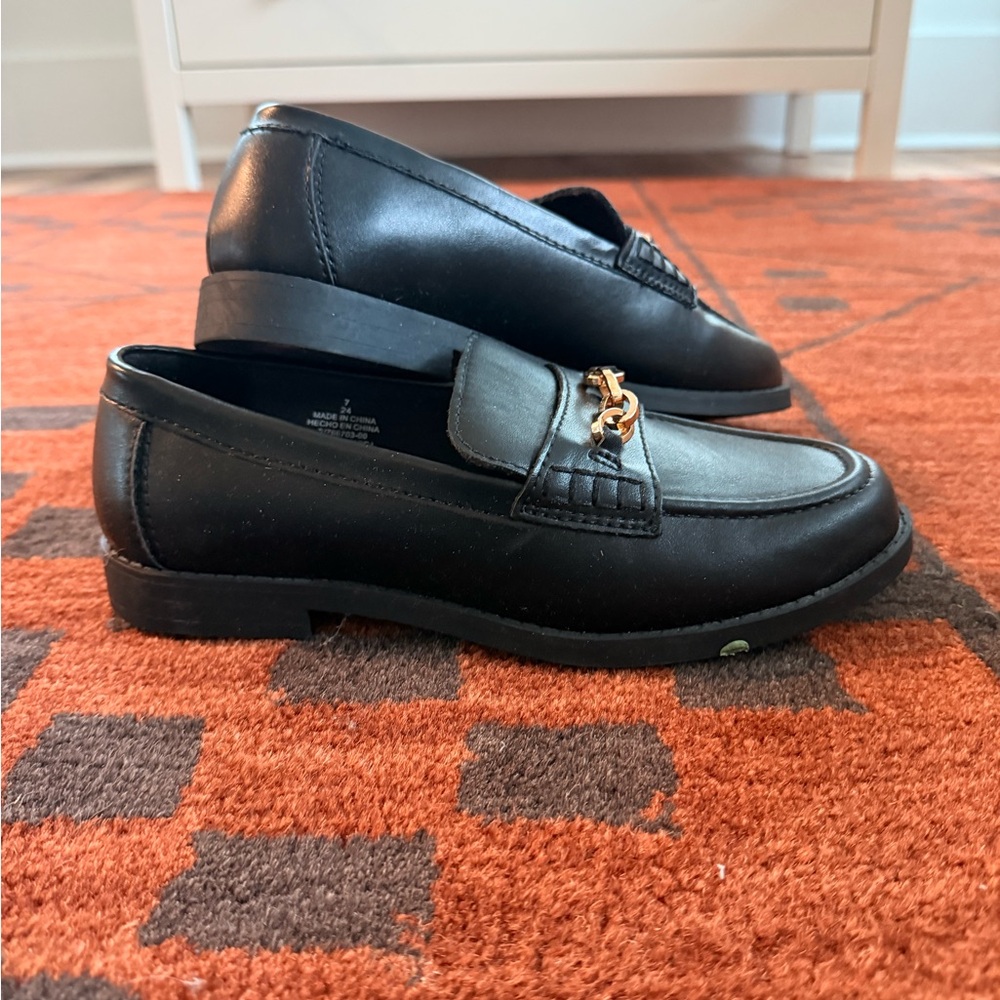 Old Navy Black Loafers with Gold Detail